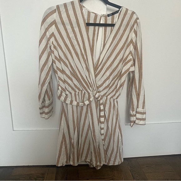 Zara Striped Linen Blend Romper - Picture 9 of 10